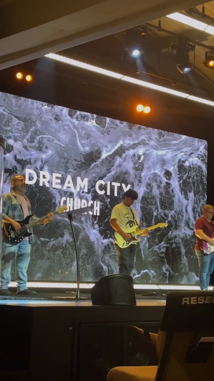 Worship band on stage at Dream City Church in Los Angeles